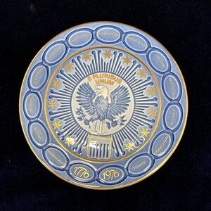 Bing & Grondahl Bicentennial Commemorative Plate 1776-1976 Blue & Gold Royal Cop